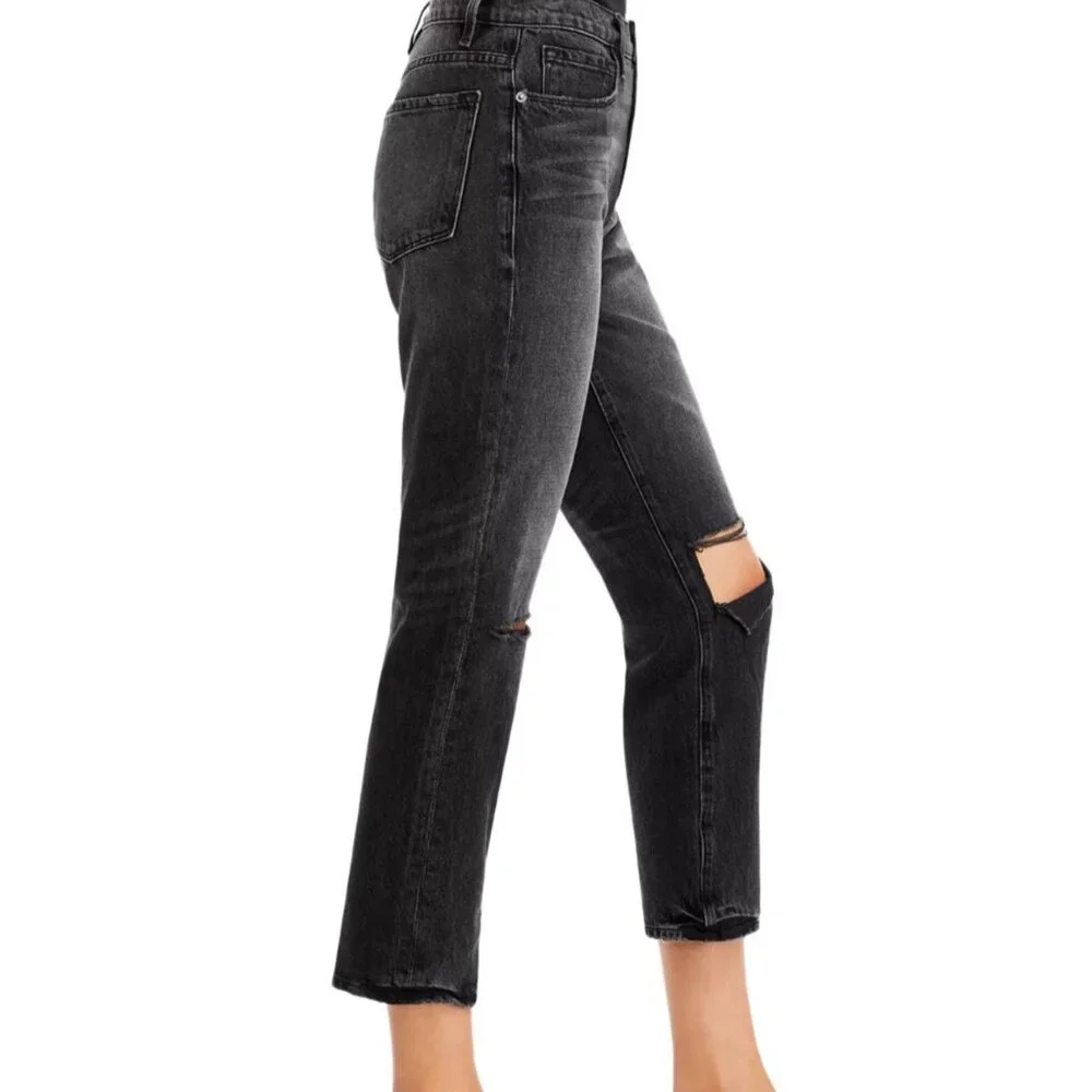 NWT FRAME Le Sylvie Slender Straight in Wilkinson Rips High Rise Jeans 32